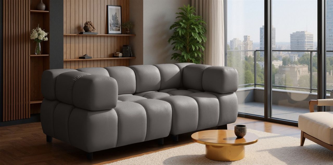 Sofa ersofa FLOW 2-Sitzer in Stoff Bluvel Dunkelgrau