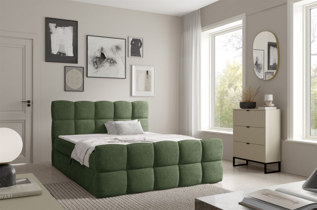 Boxspringbett Schlafzimmerbett SATINE 120x200cm Stoff Coral Meeresgrün