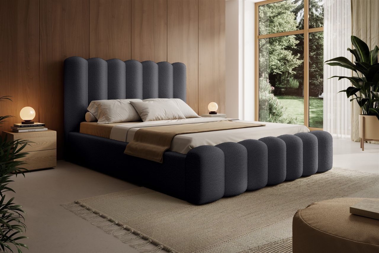 Polsterbett Doppelbett MACON 140x200cm in Stoff Euphoria Anthrazit