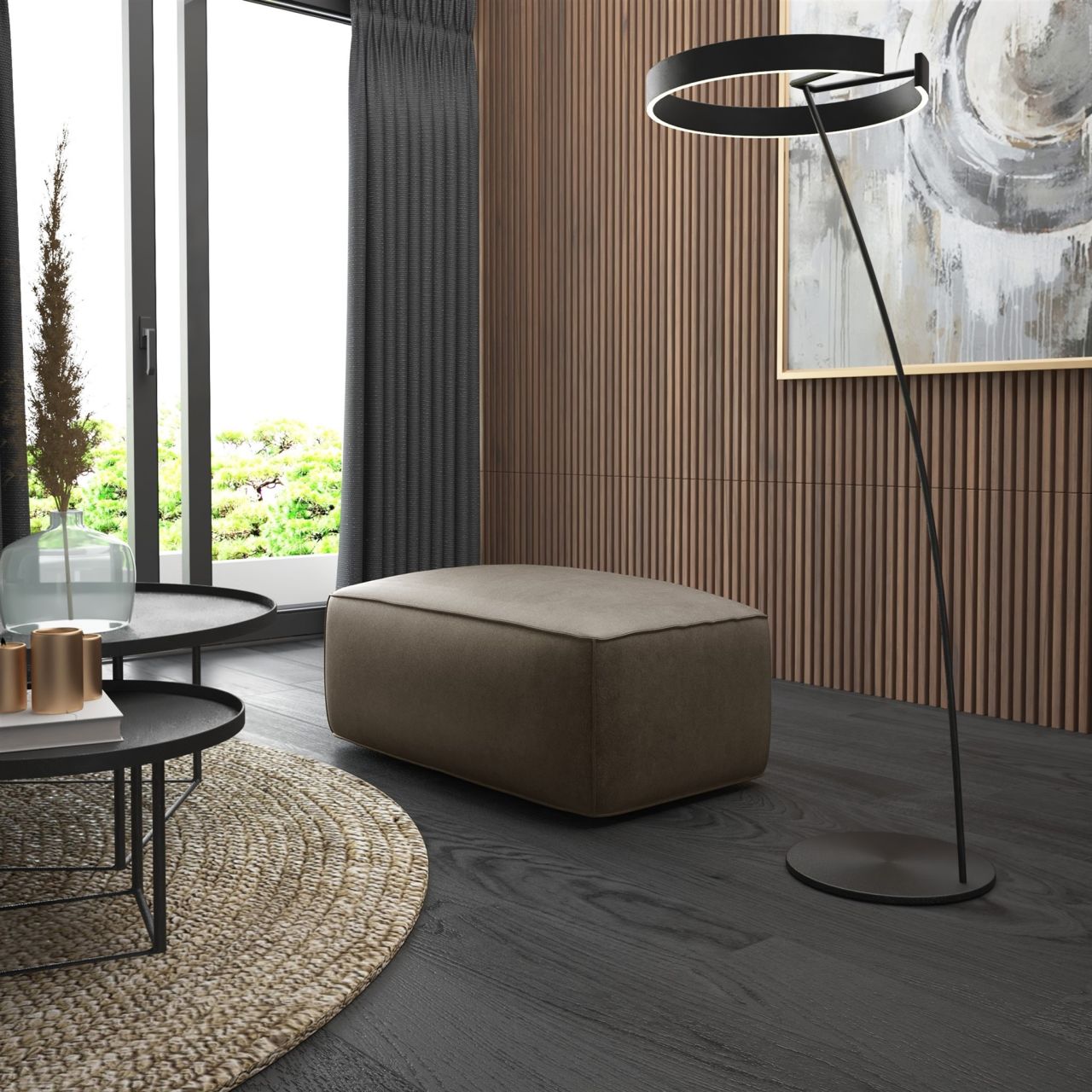 Polsterhocker erhocker Hocker HELMER in Stoff Pola Braun