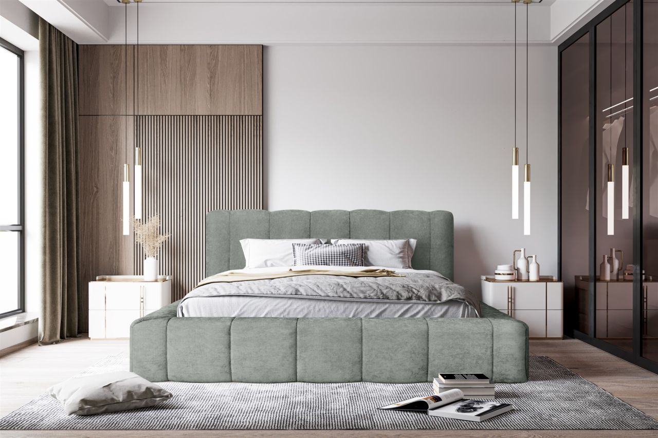 Polsterbett Doppelbett HAILEY 180x200cm in Stoff Sometimes Grau