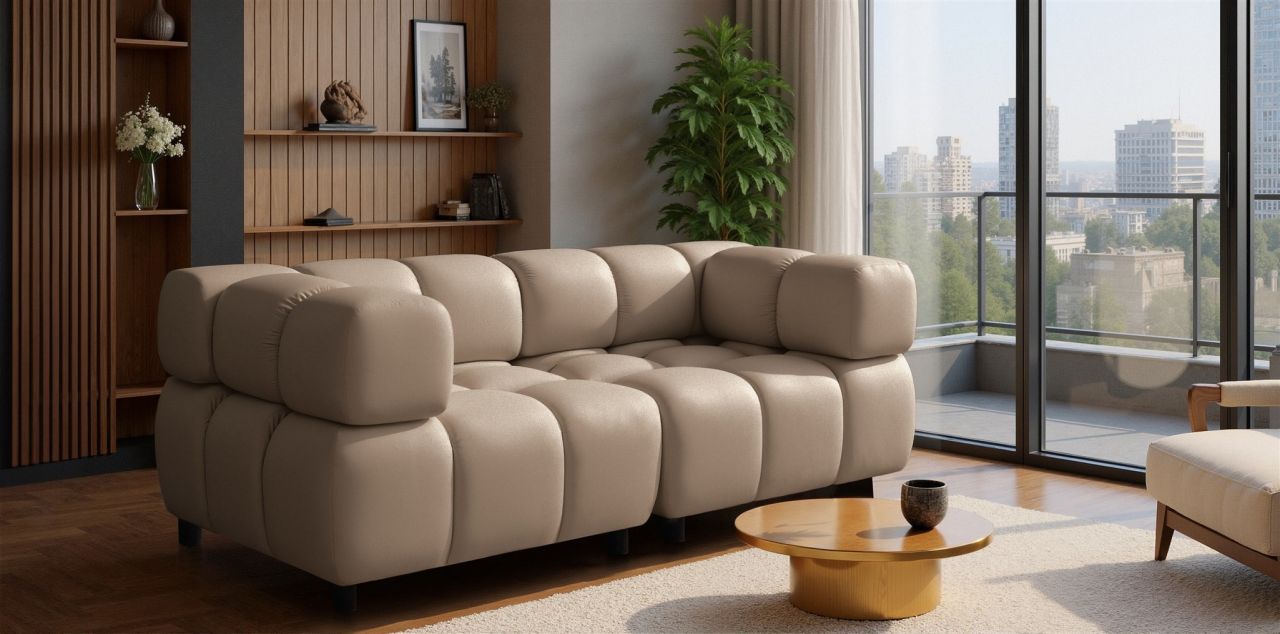 Sofa ersofa FLOW 2-Sitzer in Stoff Bluvel Latte