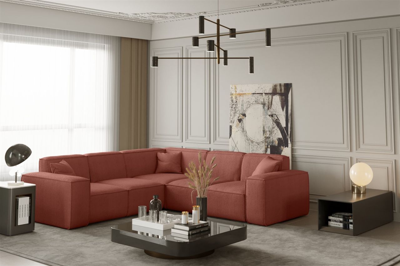 Ecksofa ersofa CELES in Stoff Scala Koralle Seite Universal