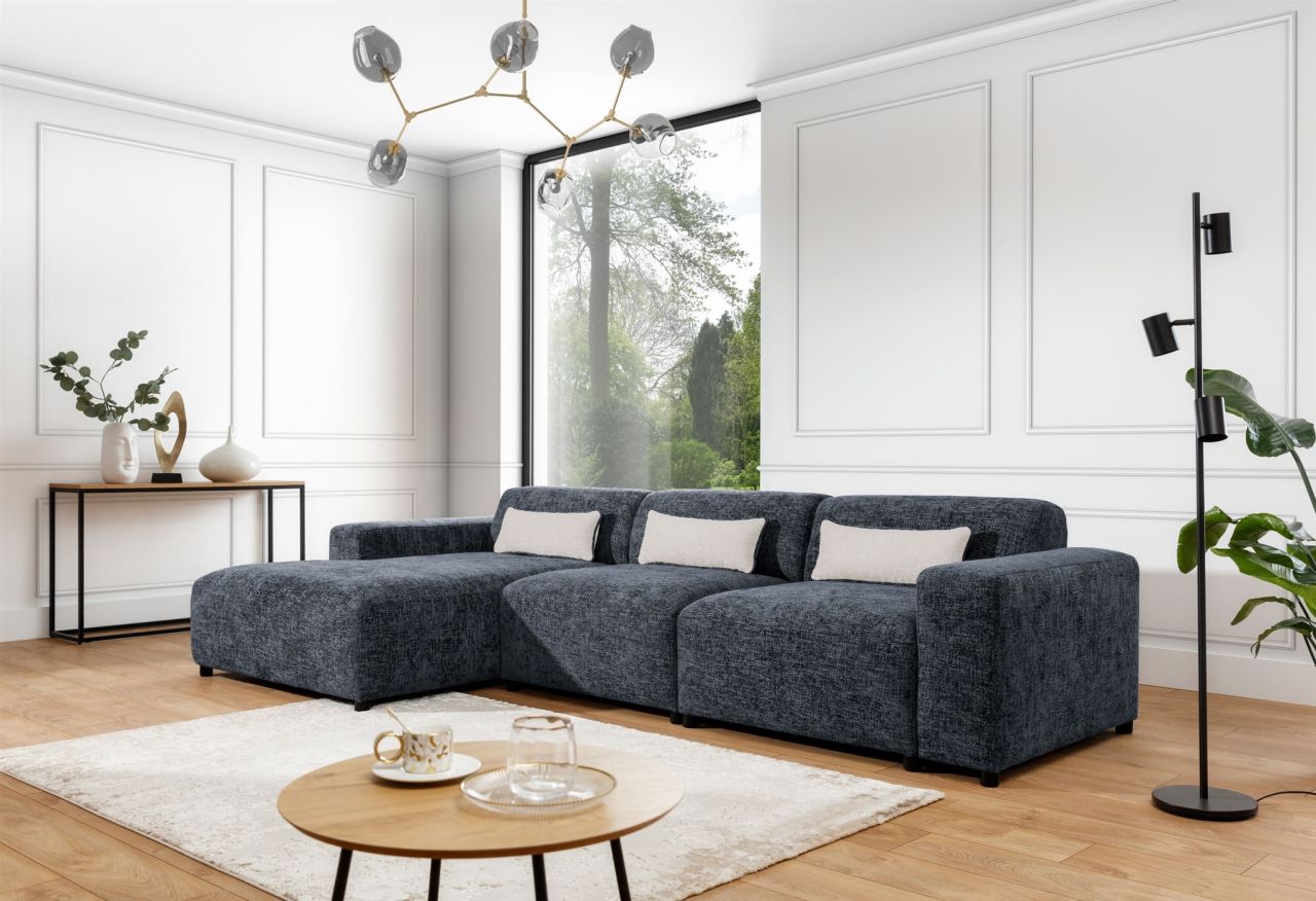 Ecksofa ersofa ROMY MAX in Stoff Enjoy Me Blau Ottomane Links