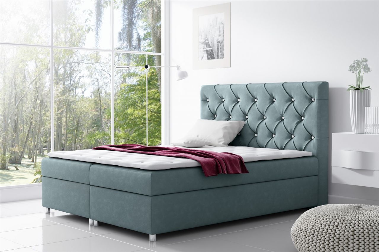 Boxspringbett Schlafzimmerbett DOLCE Polyesterstoff Oceangrün 120x200cm
