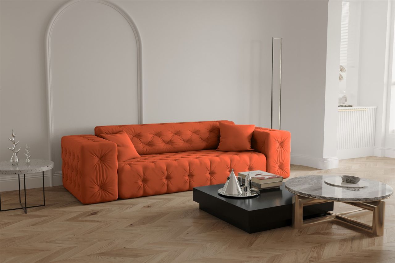 Sofa ersofa CHANTAL 3-Sitzer in Stoff Opera Velvet Orange