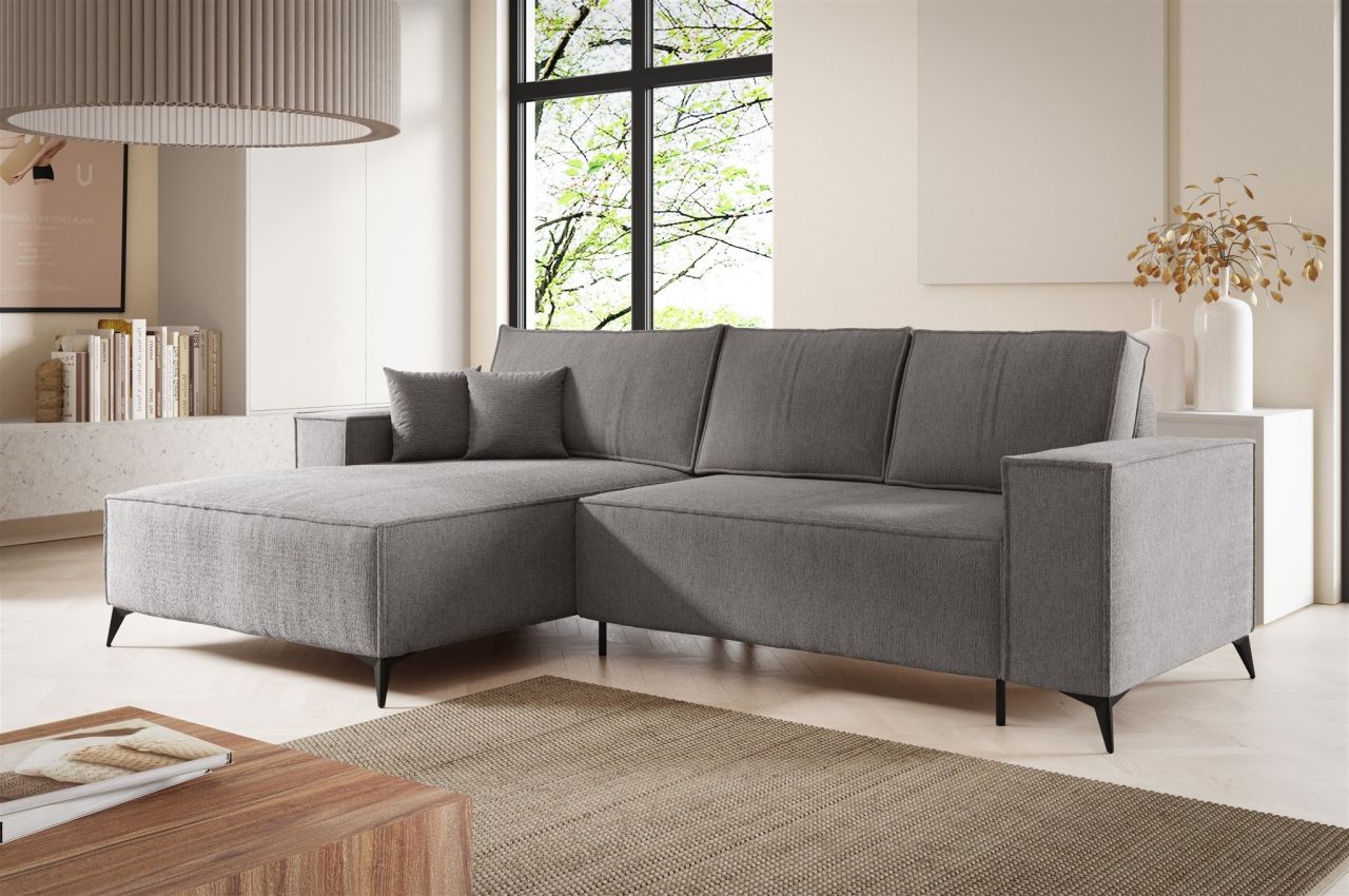 Ecksofa Schlafsofa FIORE Stoff ARAGON Grau Ottomane Links
