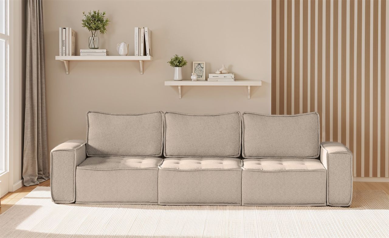 Sofa Modulsofa 3-teilig SANDE 3-Sitzer Stoff Alpine Toffee