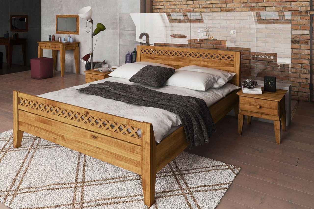 Schlafzimmerbett Bett Massivholzbett LENNES Nr.4 Eiche 120x200 cm