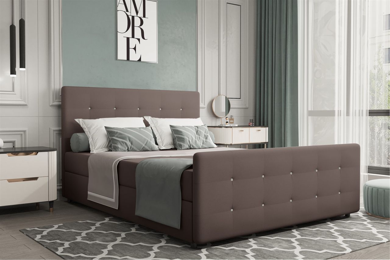 Boxspringbett Schlafzimmerbett MARKOS 200x200cm Stoff Soro Braun inkl. Bettka...