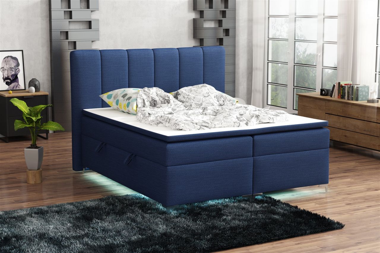 Boxspringbett Schlafzimmerbett ANGEL 180x200cm inkl.Bettkasten/ LED