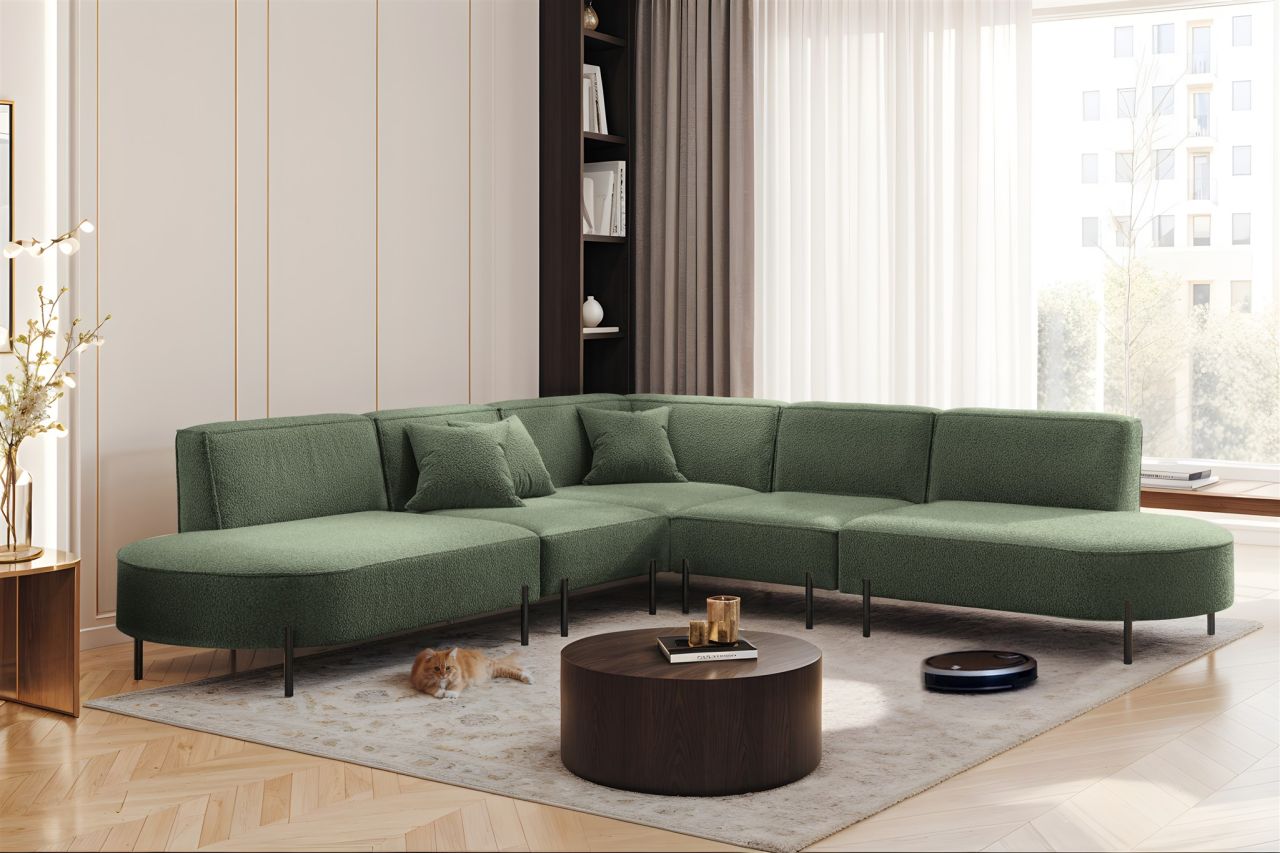Ecksofa ersofa VALENCIA Stoff Quelle Grün Universal