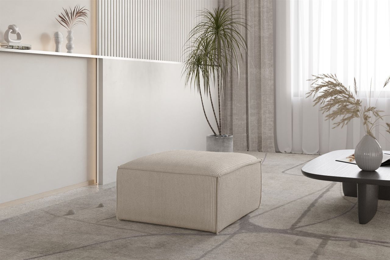 Polsterhocker erhocker CELES PREMIUM 65x65 cm in Stoff Scala Hellbeige