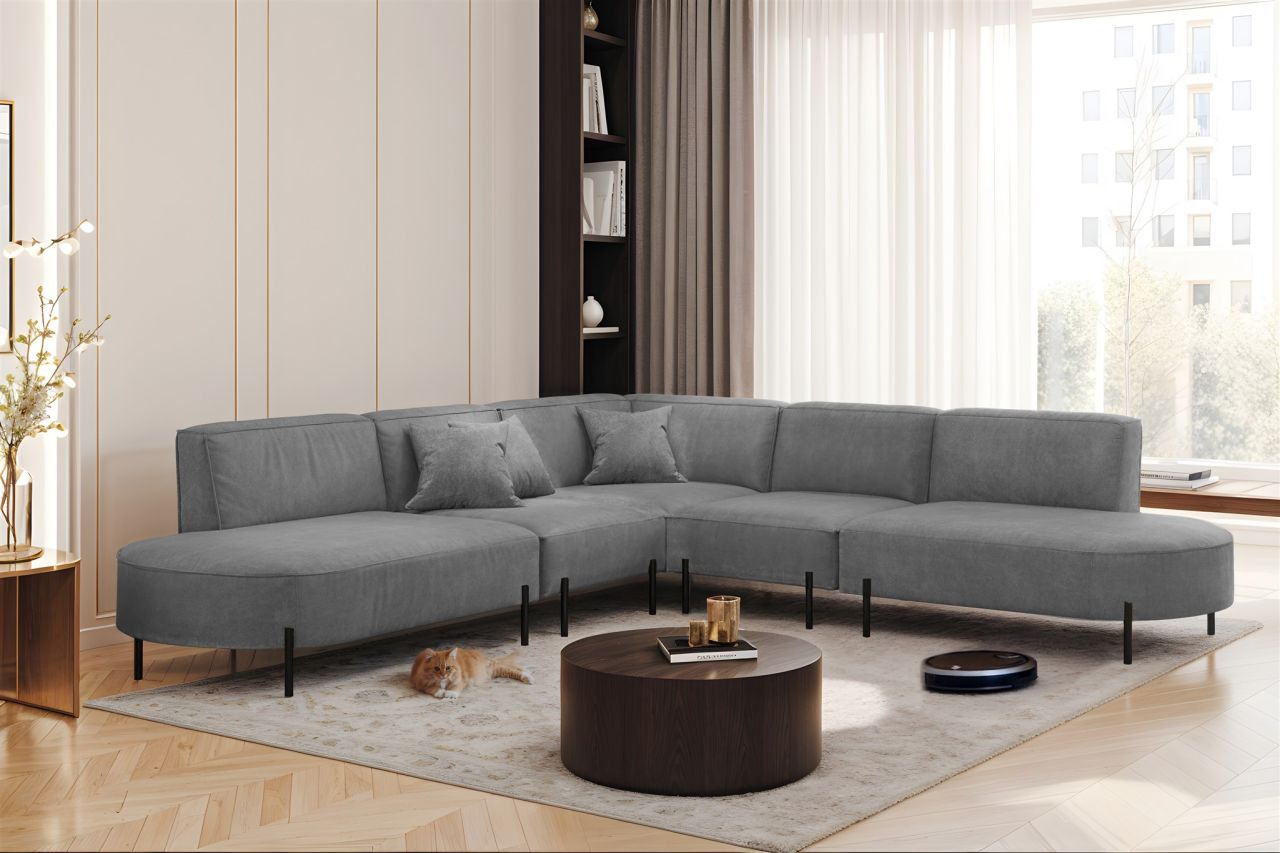 Ecksofa ersofa VALENCIA Stoff Noel Grau Universal