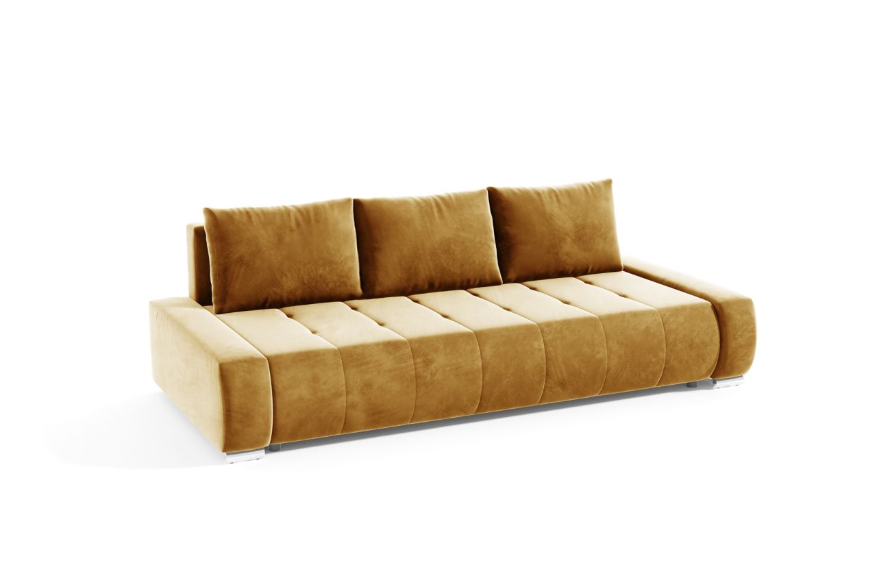 Sofa 3-Sitzer mit Schlaffunktion VOGAR Stoff Monolith Honiggelb