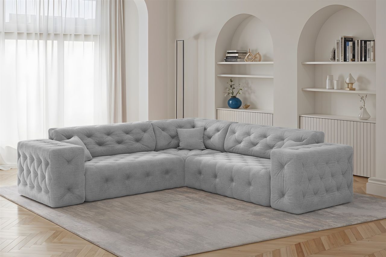 Ecksofa ersofa CHANTAL in Stoff Moly Hellgrau Seite Universal