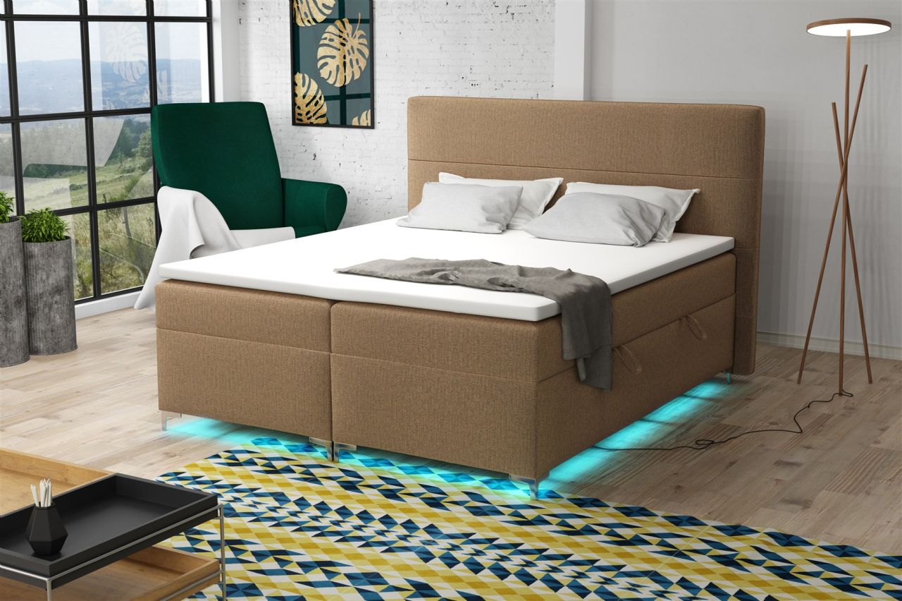Boxspringbett Schlafzimmerbett CANELA 180x200cm Stoff Monolith inkl.Bettkasten