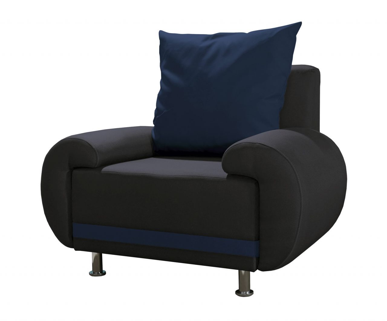 Sessel Clubsessel MIKA in Polyesterstoff Anthrazit / Blau