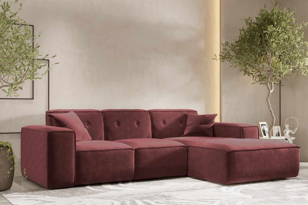 Ecksofa ersofa CESINA Stoff Perfect Harmony Bordeauxrot Ottomane Rechts
