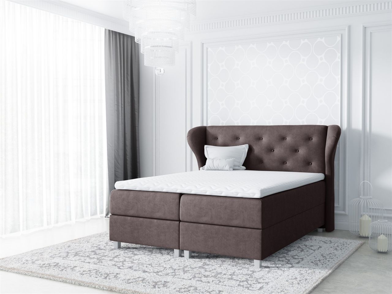 Boxspringbett Schlafzimmerbett ARIANNA 180x200cm Stoff Braun