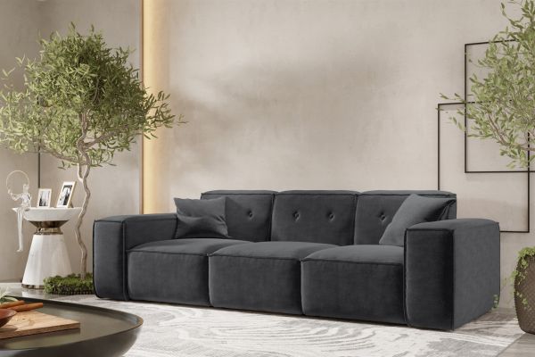 Sofa Designersofa CESINA 3-Sitzer in Stoff Perfect Harmony Anthrazit