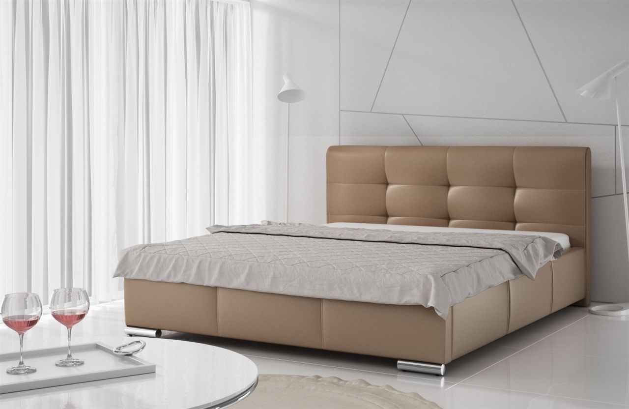 Polsterbett Doppelbett TAYLOR Komplettset Kunstleder Cappu.. 140x200cm