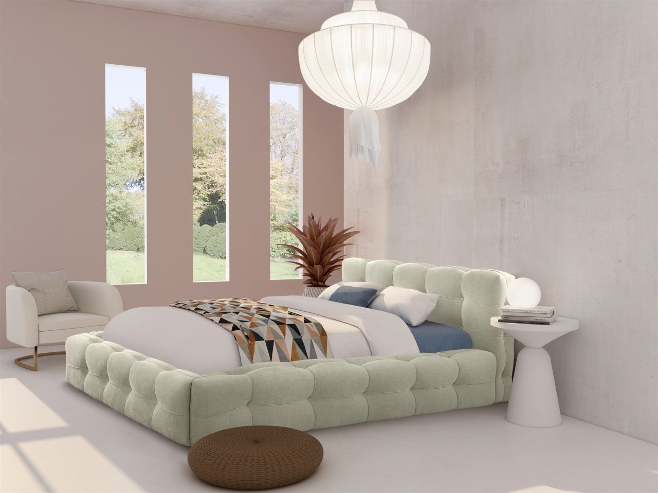 Polsterbett Doppelbett AURORA 180x200cm Komplettset in Stoff Boston Toffee