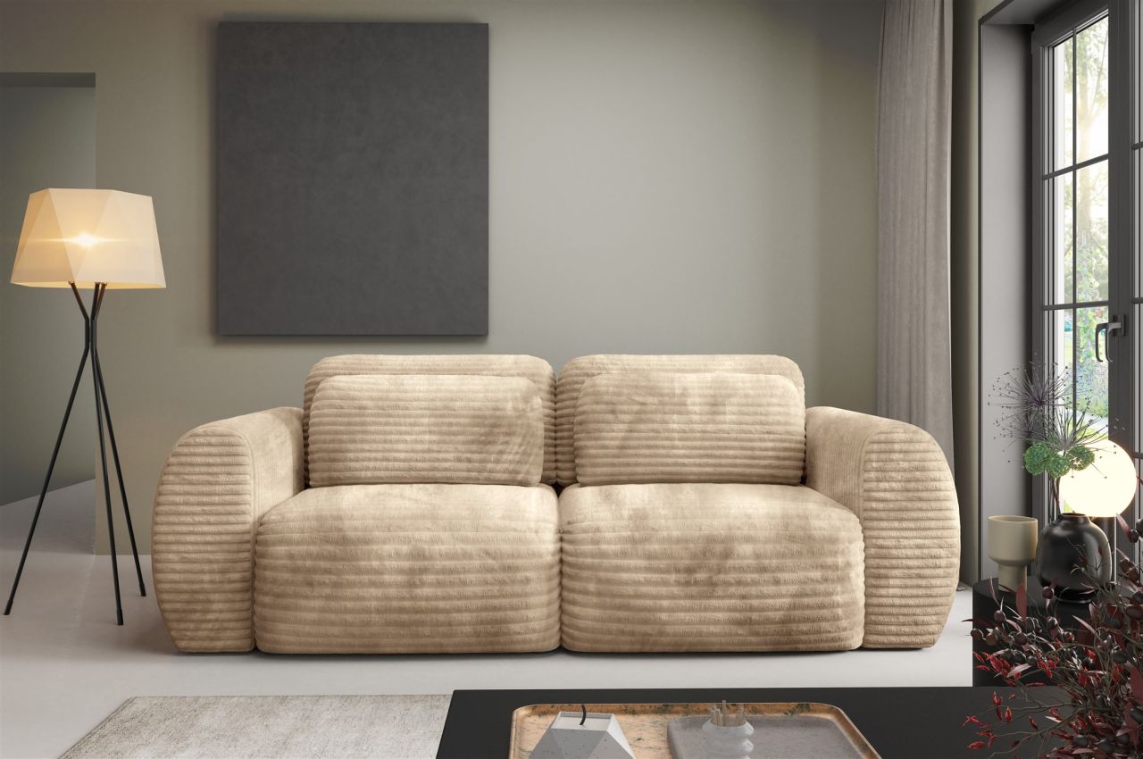 Sofa 2-Sitzer mit Schlaffunktion SIMONE in Stoff Ambience Sand