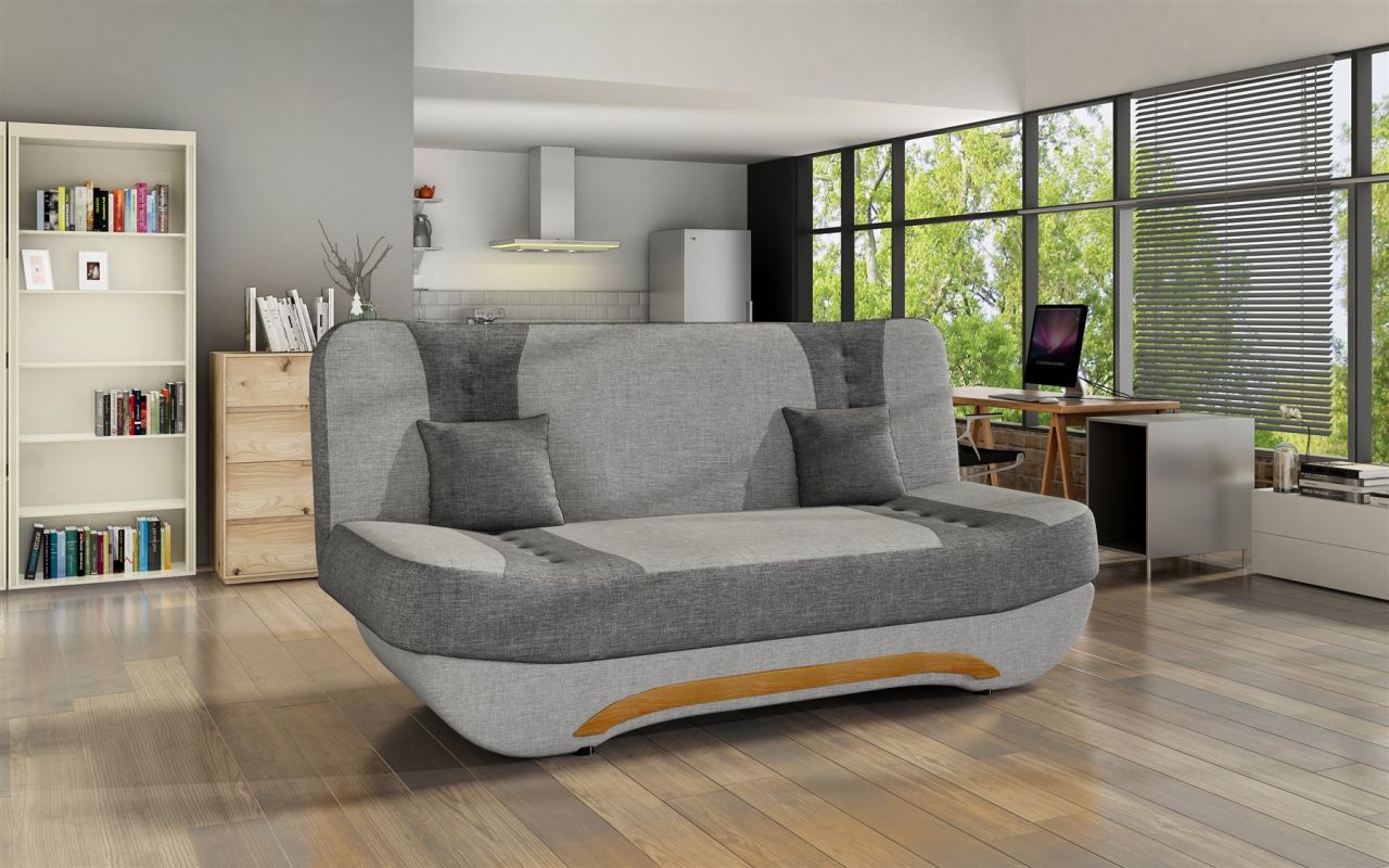 OUTLET Klick-klack-Sofa Schlafsofa GIANA in Stoff Hellgrau-Grau