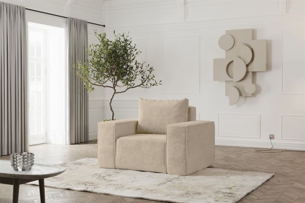 Sessel Designersessel ESTELLE in Stoff Abriamo Beige