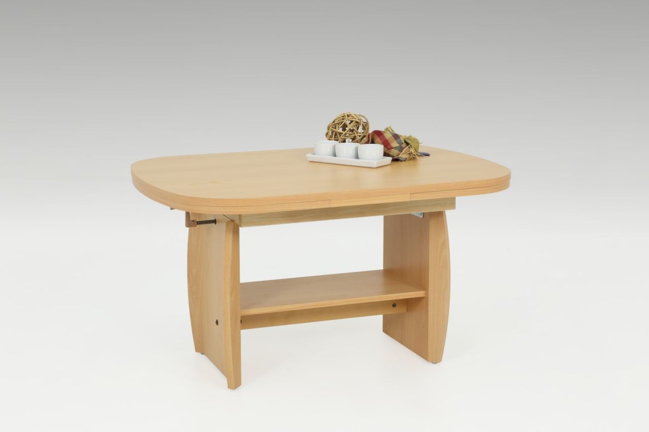 Couchtisch Wohnzimmertisch - Manfred - 90/142 x 68 cm Buche mit Liftfunktion