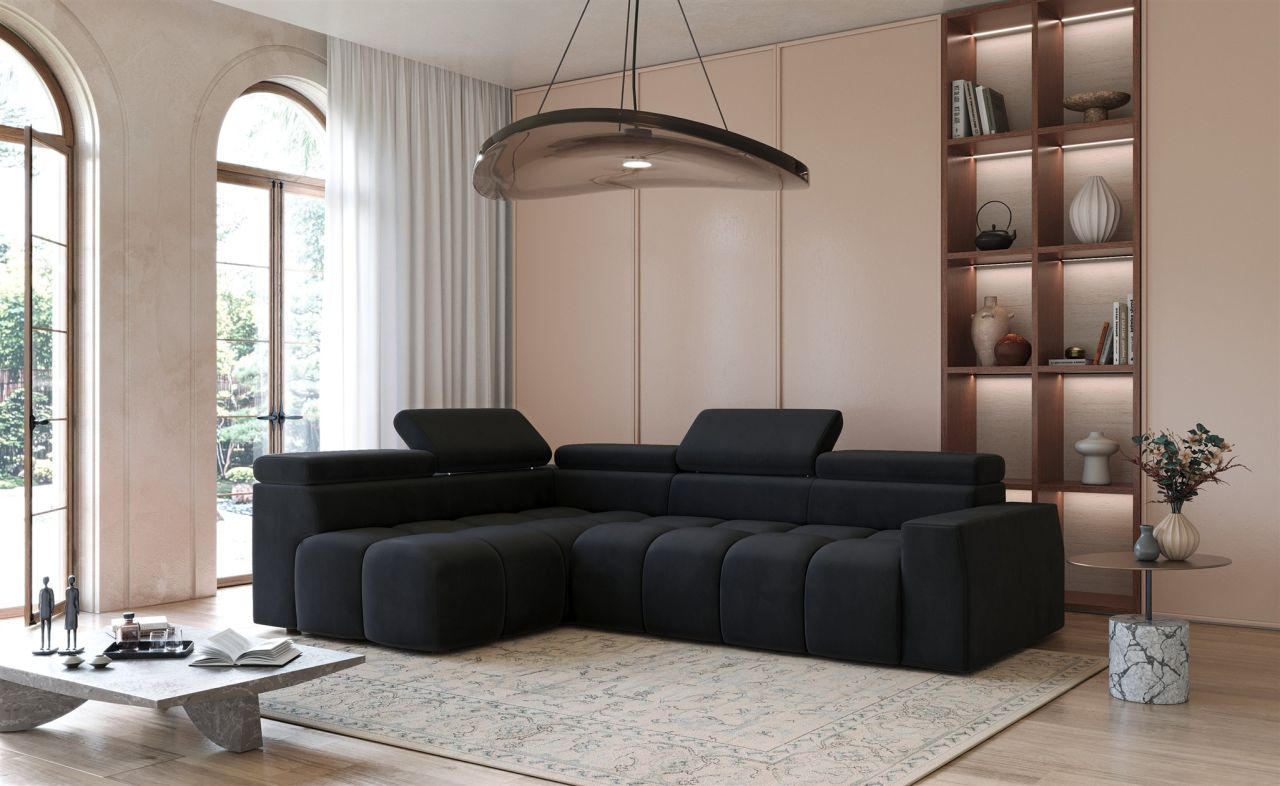 Ecksofa ersofa DARCY in Stoff Salvador Schwarz Ottomane Links