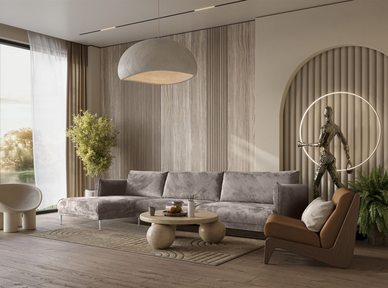 Ecksofa ersofa MADISON XL Stoff Tender Way Beige Ottomane Links