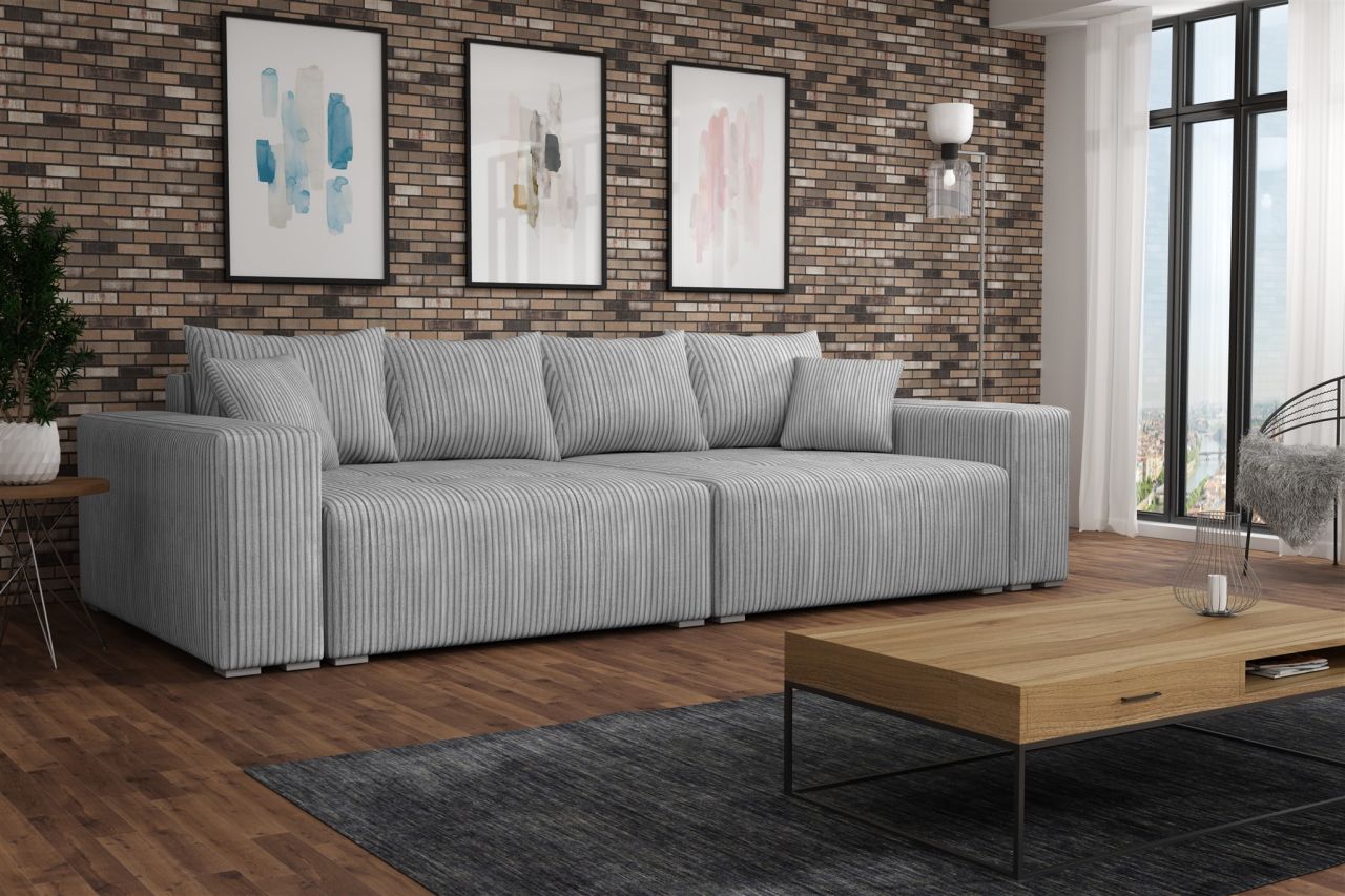 Big Sofa Couchgarnitur REGGIO Megasofa mit Schlaffunktion Stoff Poso Hellgrau