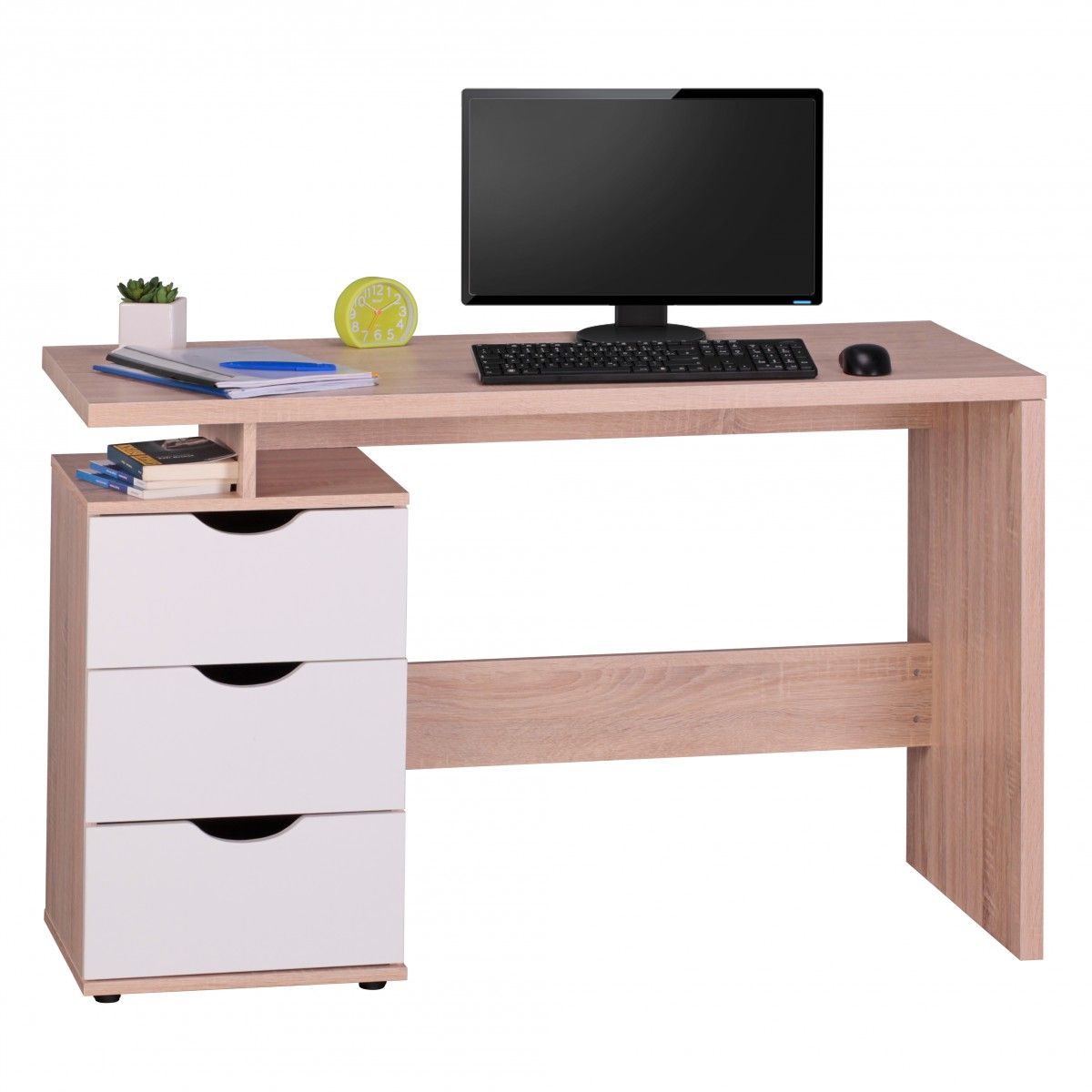 Schreibtisch Computertisch -TOMI -Bürotisch mit Schublade Sonoma/Weiß