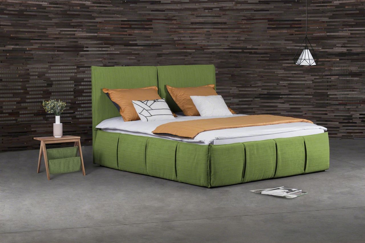 Polsterbett Doppelbett AGIS Stoff Grün 180x200cm