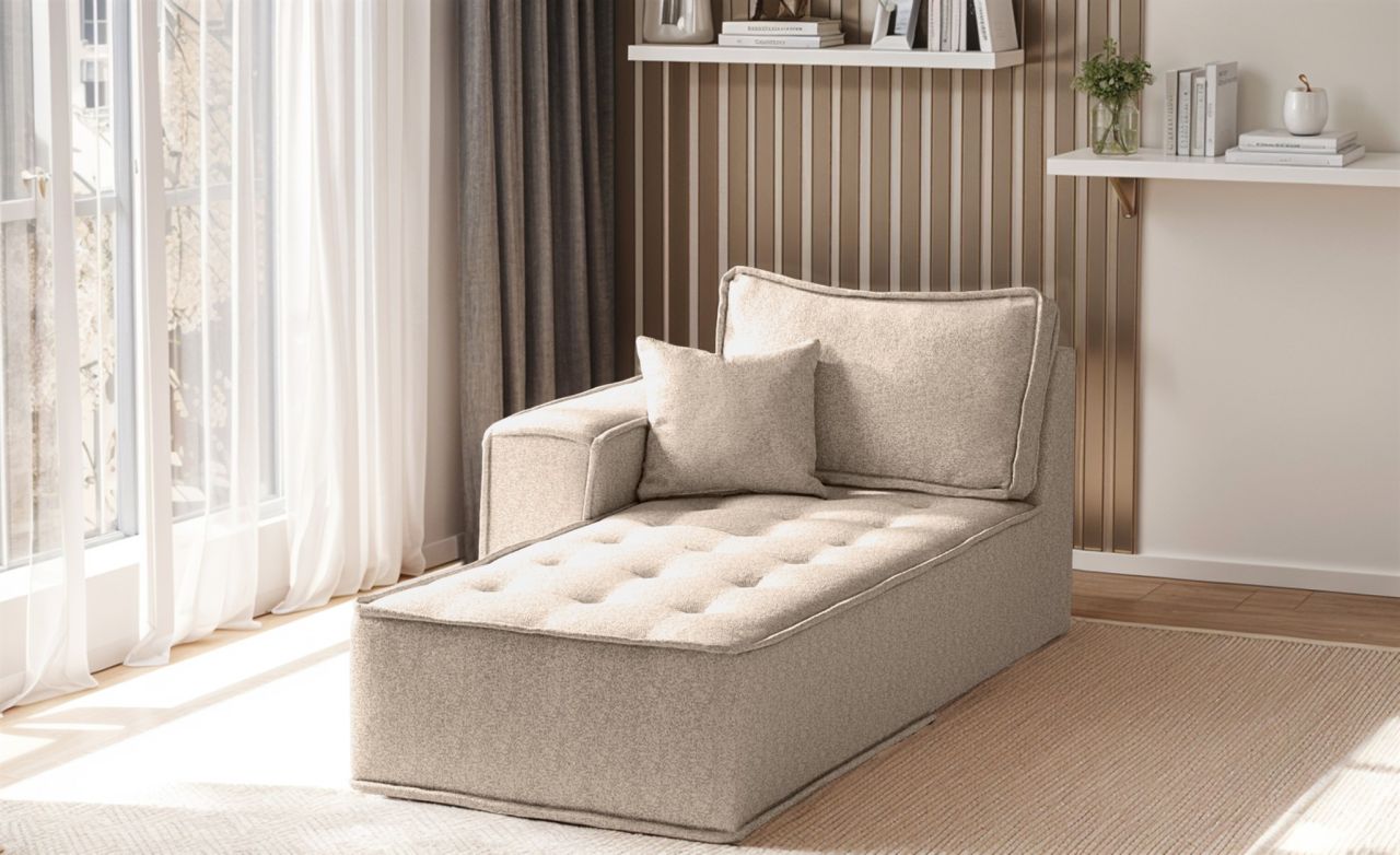 Ottomane Modul SANDE Stoff Alpine Toffee Seite Links
