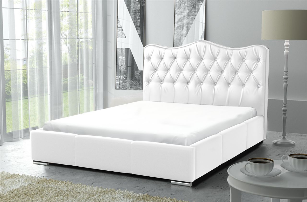 Polsterbett Schlafzimmerbett SULTAN Kunstleder Weiss 160x200cm