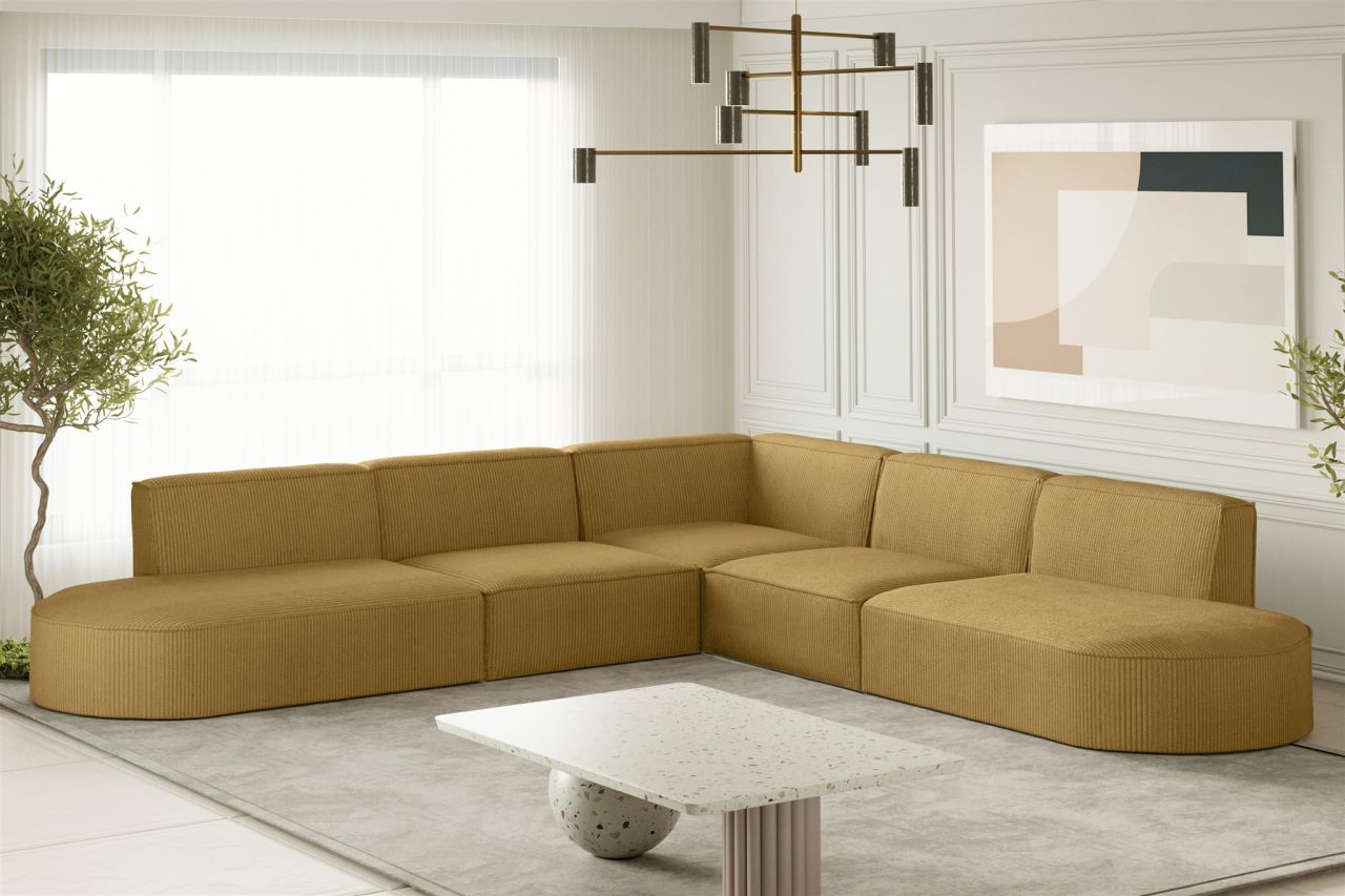 Ecksofa ersofa PALMA Stoff Scala Senfgelb Seite Universal