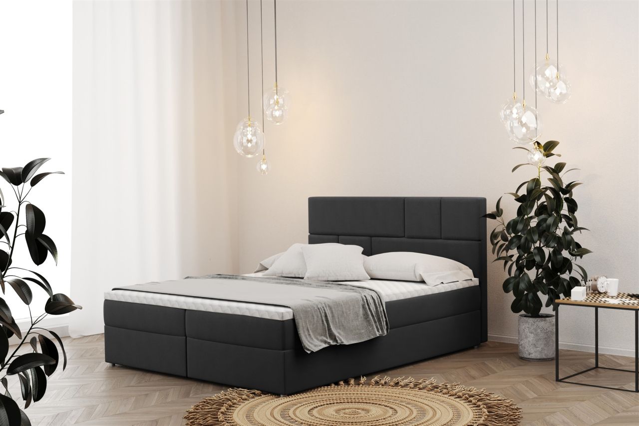OUTLET Boxspringbett Schlafzimmerbett 160x220cm CALVIN in Stoff Matt Velvet A...