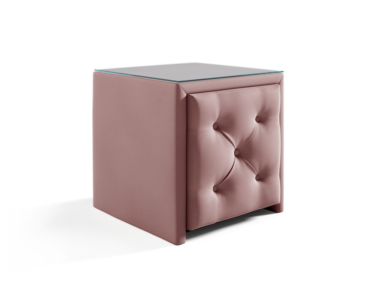 Nachttisch Nachtkonsole ERNESTO 50x50cm in Stoff Elisa Velvet Altrosa