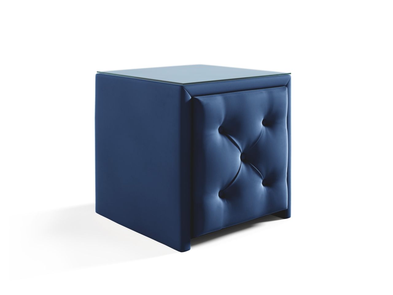 Nachttisch Nachtkonsole ERNESTO 50x50cm in Stoff Elisa Velvet Blau