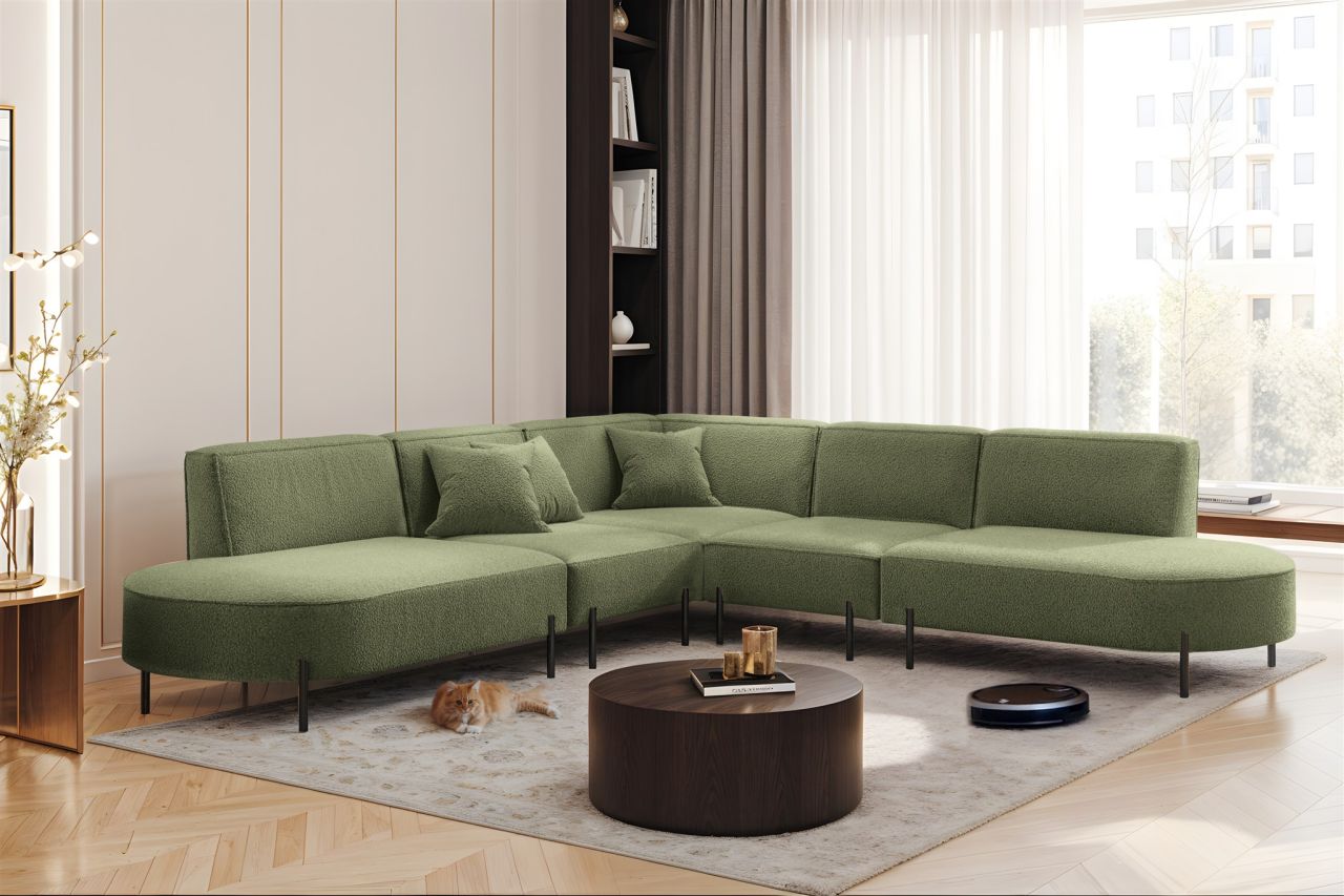 Ecksofa ersofa VALENCIA Stoff Quelle Hellgrün Universal