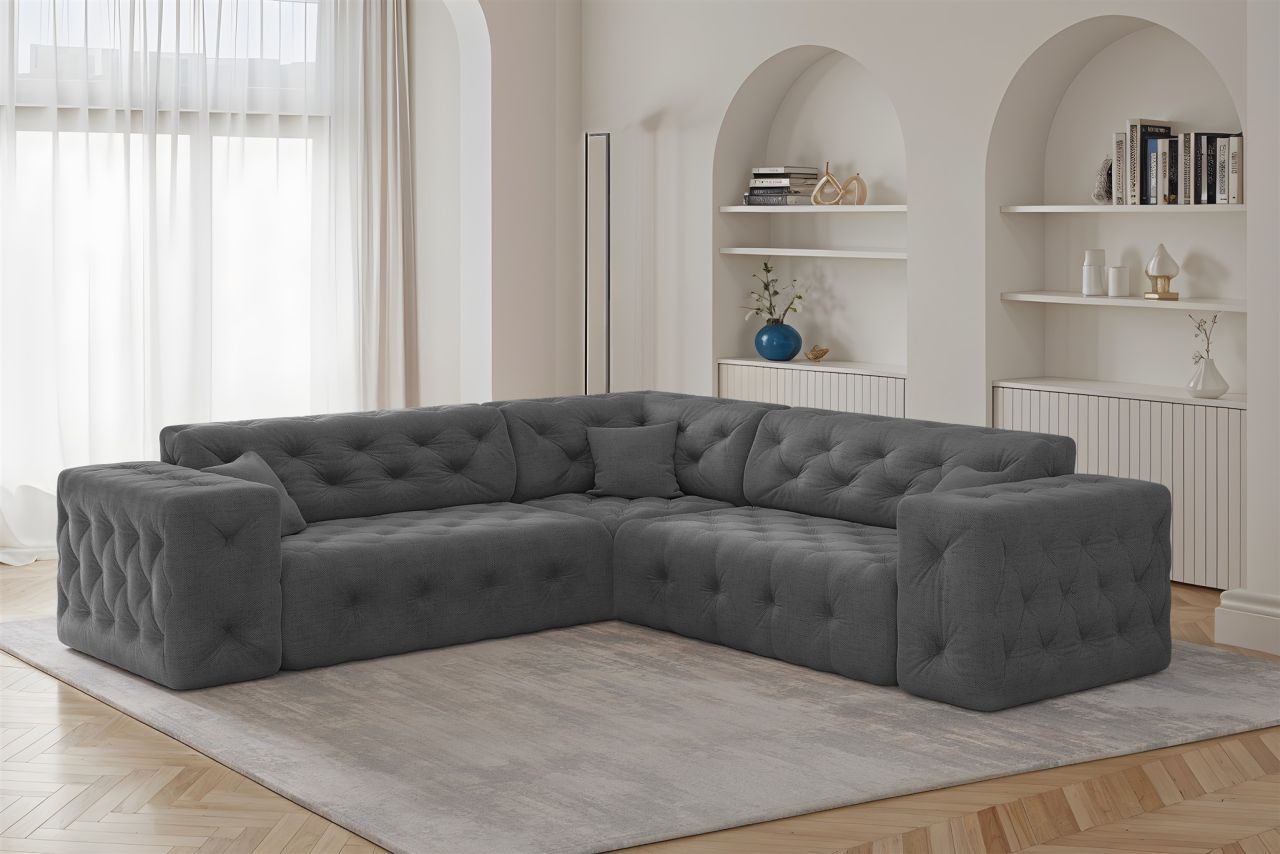 Ecksofa ersofa CHANTAL in Stoff Moly Anthrazit Seite Universal