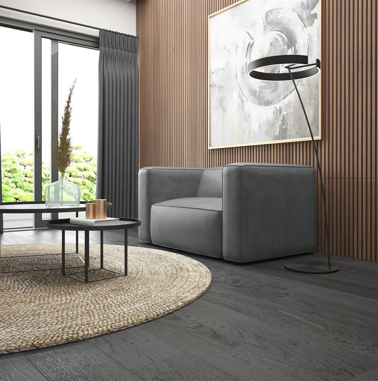 Sessel ersessel HELMER in Stoff Pola Hellgrau