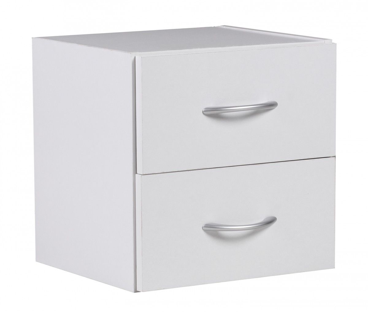 Nachtkonsole weiss 34x31x34 cm mit 2 Schubladen Nako