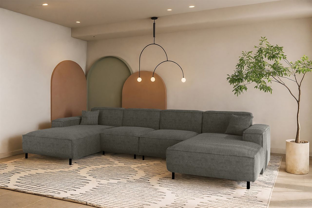 Wohnlandschaft Sofa U-Form GLORIA in Stoff Scala Anthrazit