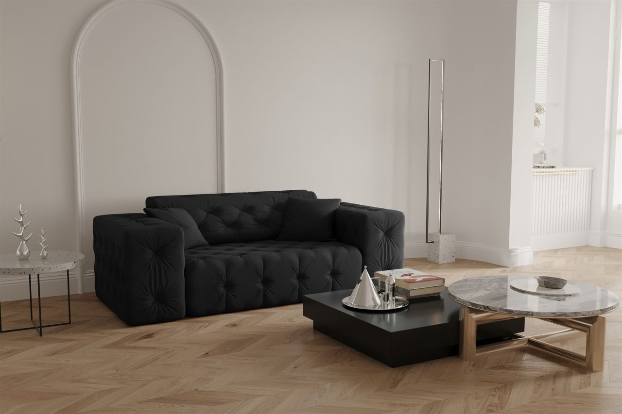 OUTLET Sofa ersofa CHANTAL 2-Sitzer in Stoff Opera Velvet Schwarz