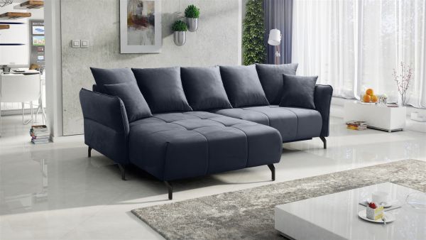 Ecksofa Schlafsofa Sofa SADIE Stoff Element Dunkelgrau Ottomane Links