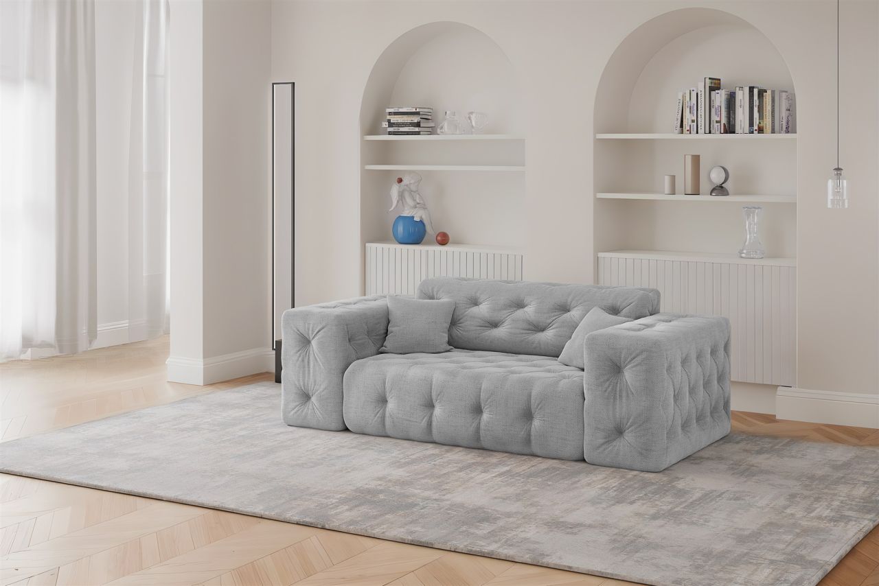 Sofa ersofa CHANTAL 2-Sitzer in Stoff Moly Hellgrau